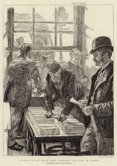 A Visit to the Royal Mint, Receiving the Gold in Ingots by Charles Paul Renouard